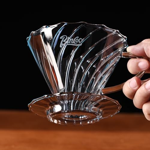 Bincoo Pour Over Coffee Dripper Set, V-shape 60° Cone Drip Coffee Maker, Included Borosilicate Glass Carafer and Coffee Dripper & 50 Pcs Size 02 Paper Filter, 16oz(500ml) (Smoky Gray Set) - Image 5