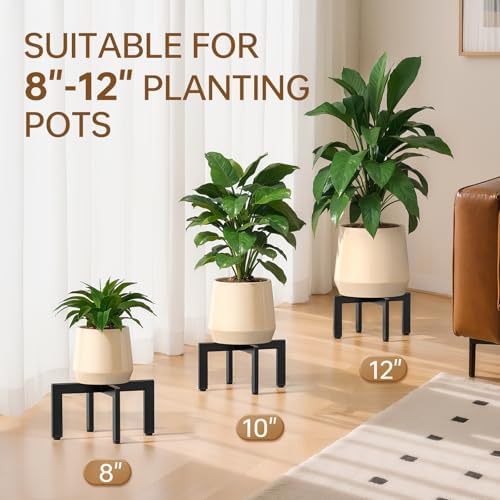 2Pk Adjustable Metal Short Plant Stand Black,Fits 8-12 Inch Pots In/Outdoor - Image 3