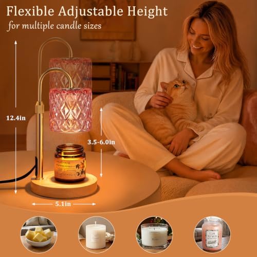Pink Candle Warmer Lamp with Timer, Birthday Gifts for Women, Room Decor - Image 2