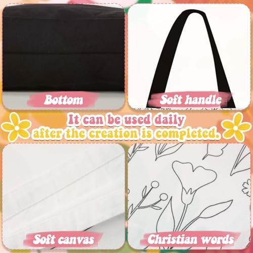 Geetery 30 Pcs Paint and Sip Canvas Bags Pre Drawn Kit, Flower - Image 3
