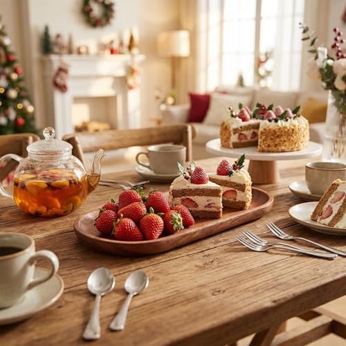 Small Serving Wooden Tray Salad Plates for Fruit Cookie Platter 3.9x9.1inch - Image 4