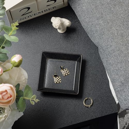 Ceramic Trinket Dish, Small Jewelry Ring Tray for Keys, Black - Image 5