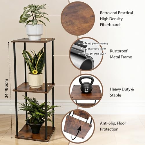 Vigordream Plant Stand Indoor Tier Metal Wood Plant Shelf for Muti Pots - Image 2