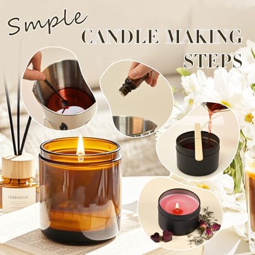 SHOWIN Candle Making Kit, DIY Candle Making Supplies for Adults, Starter Soy Wax Candle Kit with Candle Jars & Tins, Scented Home Decoration - Image 3