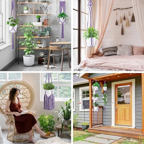 SFENNGPET Macrame Plant Hangers, 6Pack Hanging Planters for Indoor Plants - Image 5