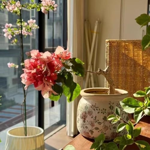 Small Ceramic Planter with Drainage – 4 Inch Vintage Flower Pot (Blue) - Image 3