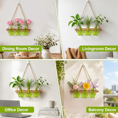 XXXFLOWER Plant Propagation Station Hanging Butterfly Shaped Vase Green - Image 6