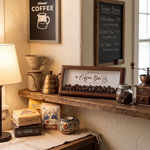 Novabright Daily Wooden Coffee Bar Stand Sign with Artificial Beans Decor - Image 2