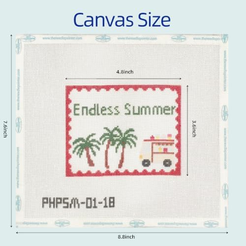 Howie's Needlepoint Summer Needlepoint Kits for Adults & Beginners, 18 Mesh Printed Needlepoint Canvas, Stamped Patterns Canvas Starter Kits(Endless Summer,4.8"x3.6") - Image 2
