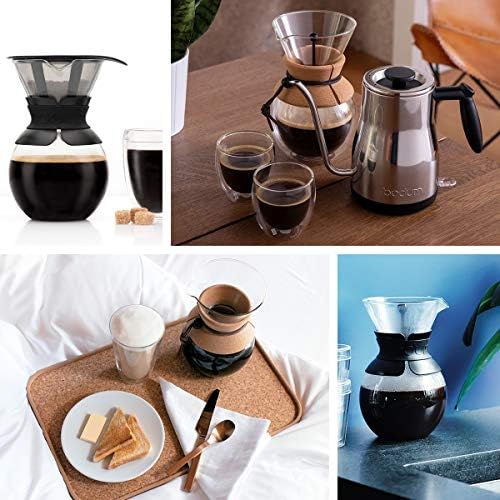 Bodum 51oz Pour Over Coffee Maker, High-Heat Borosilicate Glass with Reusable Stainless Steel Filter and Cork Grip - Made in Portugal - Image 6