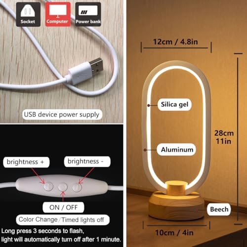 Table Lamps for Bedroom Modern LED Oval Slim Nightstand Bedside Lamp - Image 4