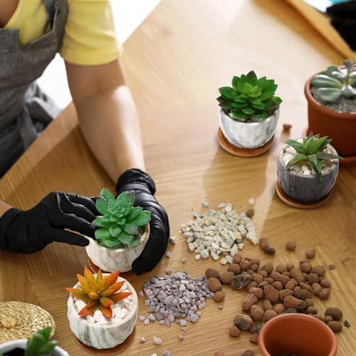 Ziliny Marbling Ceramic Flower Pot 3.35 Inch Succulent Small Plant Cactus Herbs Planter Ceramic Pot with Drainage Hole Matte Round Container(4 Pcs,Modern Style) - Image 6