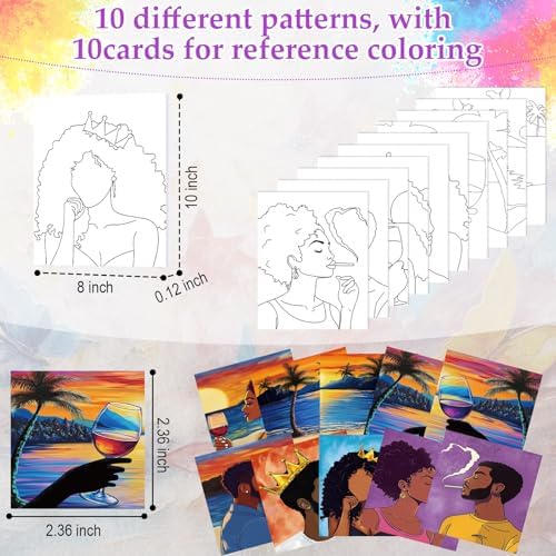 Ctosree 72 Pcs Lovely Couple Paint and Sip Kit for Adults 8'' x 10'' Pre Drawn Canvas for Painting DIY Pre Printed Canvas for Party Favor Afro Acrylic Painting Kit Wood Easel Brushes Date Night Bulk - Image 3