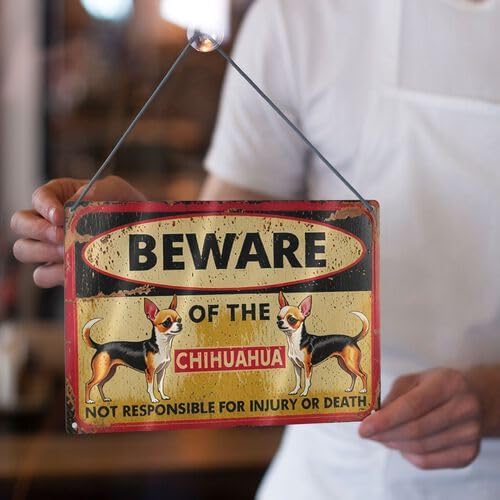 Metal SignTin Signs Beware Of The Dog Chihuahua Sign Metal Tin Signs Outdoor Yard Sign Warning Sign For Fence Yard Home Kitchen Farm Garage Garden Wall Decor 8x12 Inch - Image 7