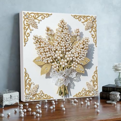 5D DIY Pearl Painting with Frame Floral Theme Handmade Healing Home Wall Decoration Creative 9.84x9.84in Tools -2PCS-3 - Image 3