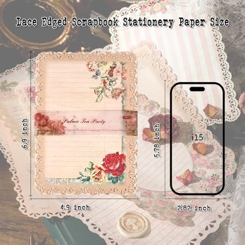 30 Sheets Lace Edged Vintage Scrapbook Paper, Assorted Set - 3 Pack Background Decorative Paper Ephemera for Junk Journaling Supplies, Scrapbooking, Collage, Stationery Letter Writing - Image 5