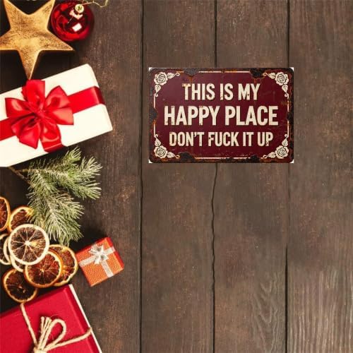 Vintage Happy Place Metal Sign,Retro Funny Home Tin Sign,Wall Aesthetics for Bar Pub Club Cafe Living Room Kitchen Restaurant Shop Office,8x12 Inches (Happy Place-08) - Image 2