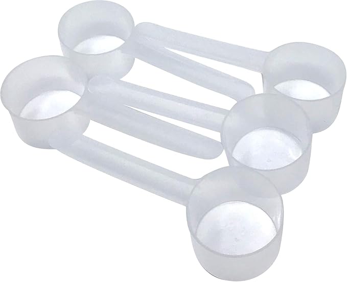 48 mL (48 CC | 1.62 Oz.) Long Handle Scoop for Coffee, Protein Powder, Pet Food, Spices, Grains, Dry Goods – Food-Grade BPA-Free Plastic Measuring Spoon (Pack of 5)