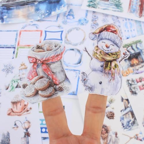 Ice and Snow Winter Scrapbook Stickers for Scrapbooking Supplies, 20 Sheets A5 Washi Paper Transparent PET Die Cut Stickers Book for Journaling, Junk Journal, Collage, Adults Crafts Arts - Image 5