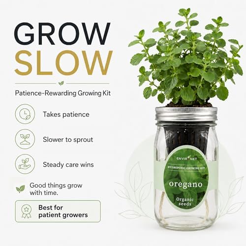 Hydroponic Herb Growing Kit, Self-Watering Mason Jar Herb Garden Starter Kit Indoor, Grow Your Own Herbs from Organic Seeds (Oregano) - Image 6