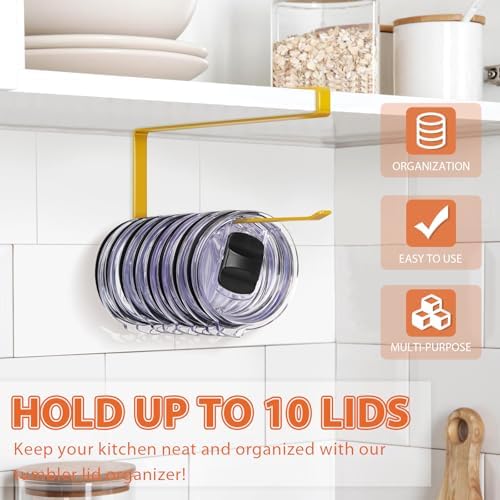 Tumbler Lid Organizer, Versatile Tumbler Lid Storage Holds 10 Lids, Gold - Image 2