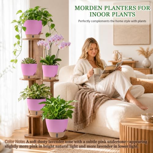 Self Watering Pots for Inoor Ourdoor Plants 10/9/8/7/6.5 Inch, 5 Pack - Image 2