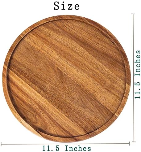 11.5 Inches Candle Holder Tray Home Decor, Round Wood Tray for Coffee Table, Small Wooden Serving Decorative Trays for Home (Pack of 2) - Image 3