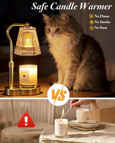 Candle Warmer Lamp with Timer & Dimmable Settings, Adjustable Height Flameless Scented Wax Melter for Jar Candles, Elegant Home Decor Night Light, Gift for Women Mom Friend Family, Champagne Gold - Image 2