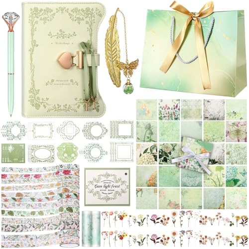 Janlaugh DIY Journal Diary with Lock Pack Scrapbook Kit, Light Green, Fresh by Janlaugh