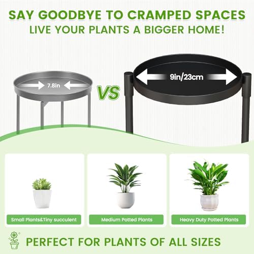 Plant Stand Indoor Outdoor, 4 Tier Metal Corner Shelf Black 9 in Wide - Image 4