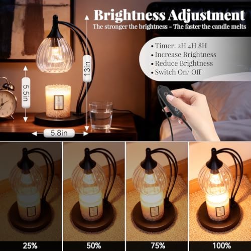 GOODBUY Candle Warmer Lamp with Timer Dimmer - Candle Lamp for Jar Candles - Birthday Gifts for Women Mom Home Decor House Warming Gifts, Lamp with 2 Bulbs - Image 5