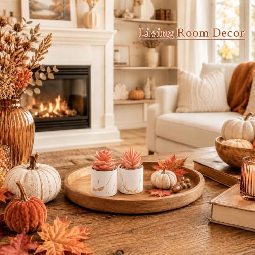 Der Rose 2 Pack Fall Fake Plants in Gold Accent Pots for Autumn Decor - Image 4