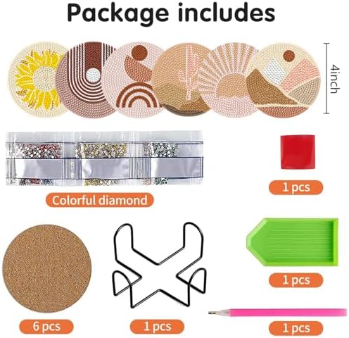 DOTSOPS 6 Pcs Diamond Art Kits for Adults Diamond Art Coasters with Holder - Image 2