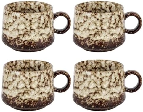 Japanese Tea Cups Set of 4pcs, 7oz/205ml Elegant Ceramic Matcha Cups with Flat Base, Darker Handleless Coffee Mugs, Microwave & Dishwasher Safe Grey by Unknown