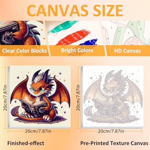 Dragon Paint by Numbers Kit for Kids, 8x8 inch - Image 2