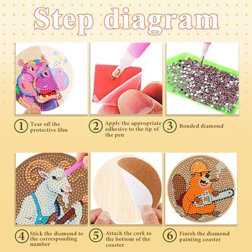 DOTSOPS 8 Pcs Animal Diamond Painting Coasters for Beginners with Holder - Image 3