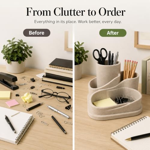 Aesthetic Desk Organizer, Cute Pencil Holder, Boho Office Caddy for Desk - Image 5