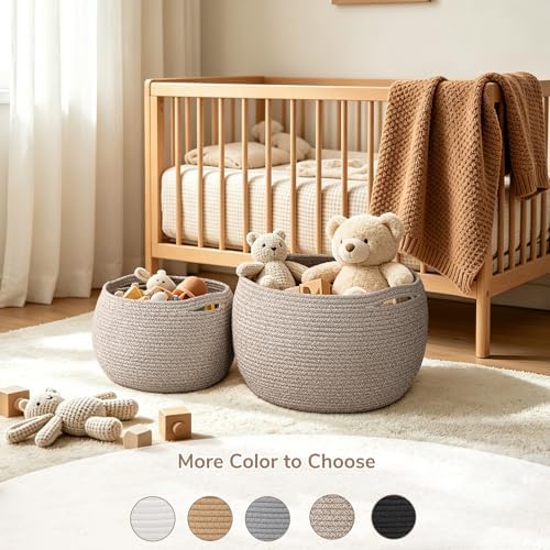 Goodpick Round Woven Rope Storage Basket for Shelves, 10" x 8.3", Jute - Image 6