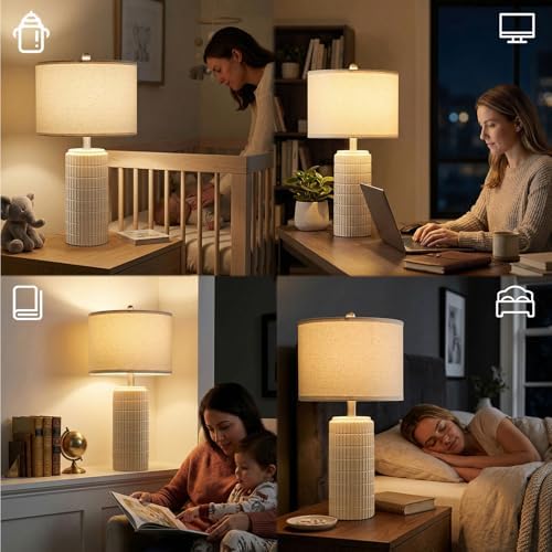 PoKat 23’’ Dimmable Table Lamps Set of 2 with Remote for Living Room, White - Image 5