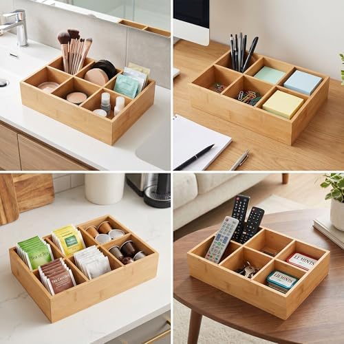 2 Pack Bamboo Desk Organizer with Adjustable Dividers - Image 5