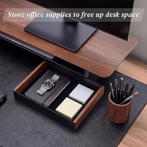 Geelin 2 Pack Desk Drawer Organizer, Valet Tray for Men, Nightstand Tray Acacia Wooden and Metal Entryway Bedside Dump Holder Accessories for Wallets, Keys, Watches, Phones, Loose Change, Trinkets - Image 5