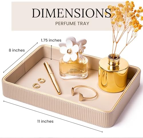 Perfume Tray Valet Tray Night Stand Bedside Organizer| Perfume Organizer Catchall| Perfume Trays for Dresser Vanity Tray for Dresser Countertop| Perfume Holder| Nightstand Organizer Women - Image 4