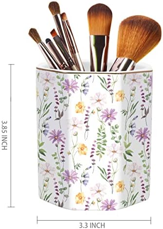 Ceramic Floral Pencil Pen Holder, Cute Stationery Holder for Office, Makeup Brush Holder for Girl Women, Pretty Flower - Image 2