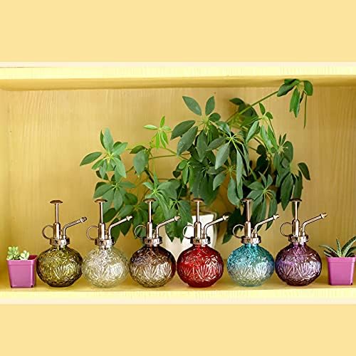 Hniuyun Glass Plant Mister Spray Bottle, 6.5inch Tall Vintage Round Spritzer with Bronze Plastic Top Pump for Watering Your Garden (Blue White Gradient) - Image 7
