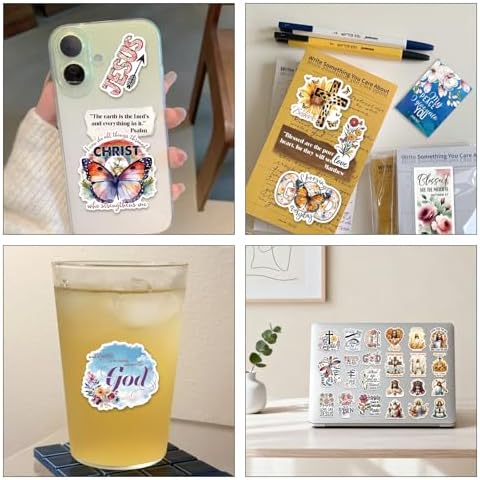 PRSTINCOL Bible Verse Stickers Book, 28 Pages 353 Pcs Religious Scripture Journaling Supplies for Women Water Bottles Journals - Image 4