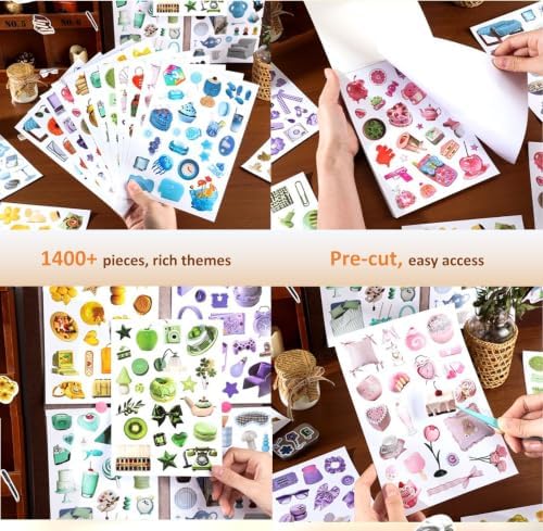 1400Pcs+ Retro Sticker Book for Scrapbook Junk Journal, Color - Image 6