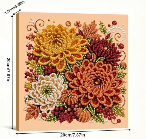 DIY Pearl Painting Kit for Adults, Autumn Dahlias Fall Art with Wood Frame, 20x20cm Self-Adhesive Pearl Diamond Craft, Autumn Wall Decor Gift for Women, Beginners Relaxing Hobby Kit - Image 4