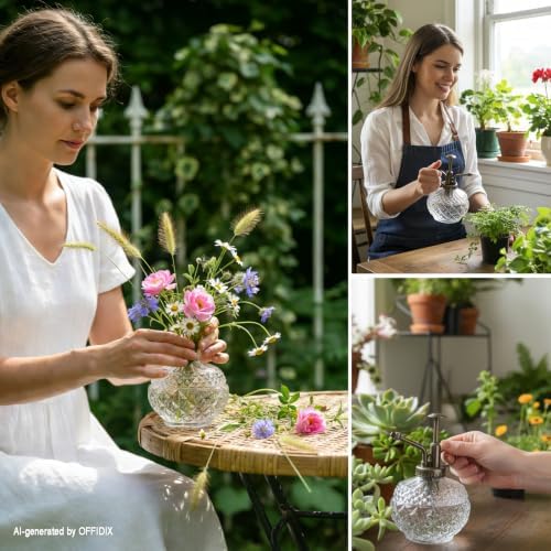 Plant Mister, Clear 10 oz Vintage Glass Spray Bottle with Plastic Top Pump - Image 6