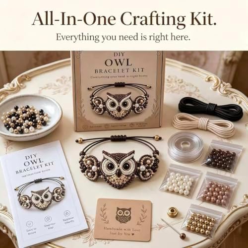 RYCHEENI DIY Beaded Bracelet Kit for Adults, Beginner Jewelry Making Craft Set with Instruction Guide, 3D Animal Beadwork Project, Complete Supplies for Women and Craft Lovers (Owl) - Image 2