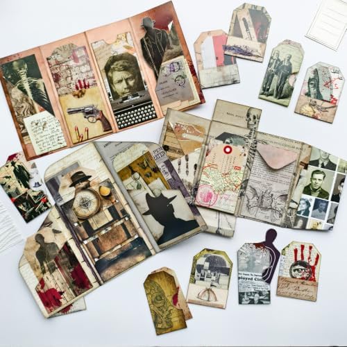 Junk Journal Kit Mystery Detective Ephemera Set for Crafts - Image 3